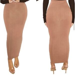 New ~ NAKED WARDROBE ~ Women's Brown Elastic Waist Pull-On Maxi Skirt Size M